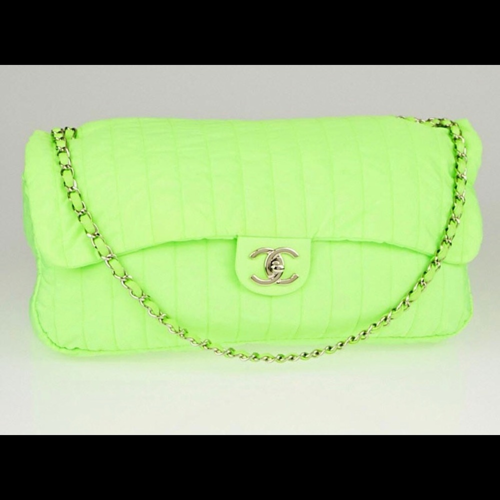 Neon green nylon Chanel bag